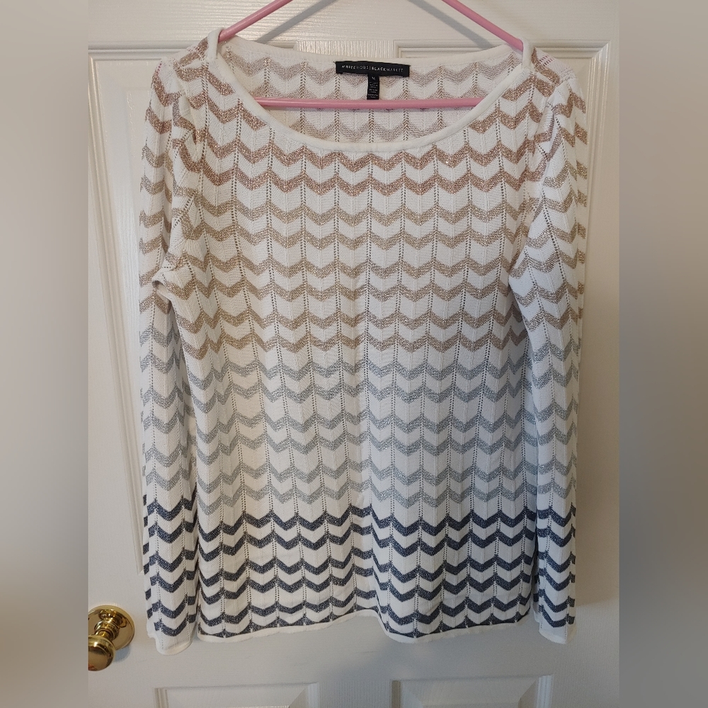 Chevron Pattern Boat Neck Sweater